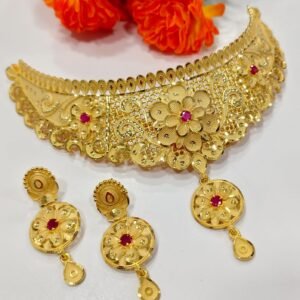 Article No BS01GG107A One Gram Gold Forming Jewellery Necklace at Bharat Sourcings